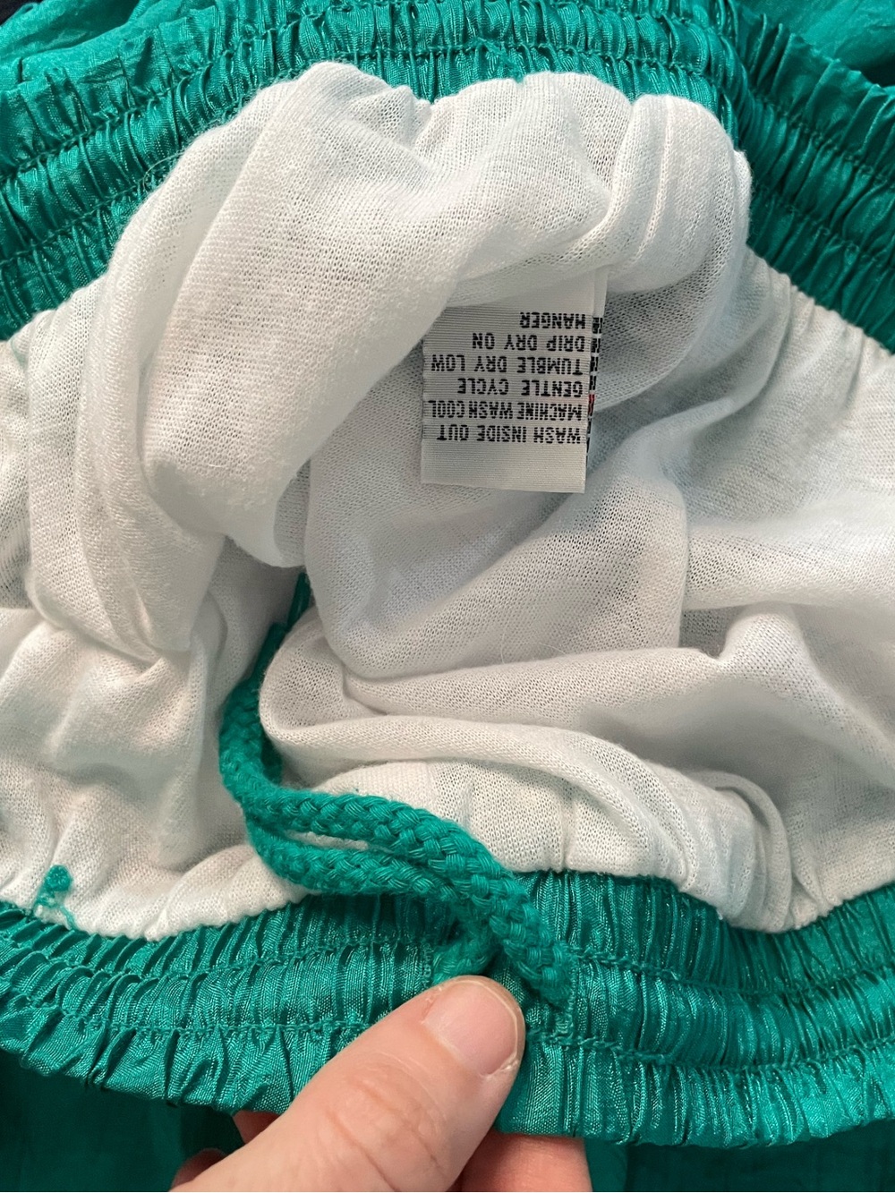 Vintage 80s 90s Teal Nylon Windbreaker Track Pants Large Ankle Zip - Picture 9 of 12